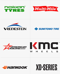 Featured Brands, Nokian Tires, Vredestein Tires, Multi-Mile Tires, Sumitomo Tires, American Racing Wheels, Hankook Tires, XD Series Wheels